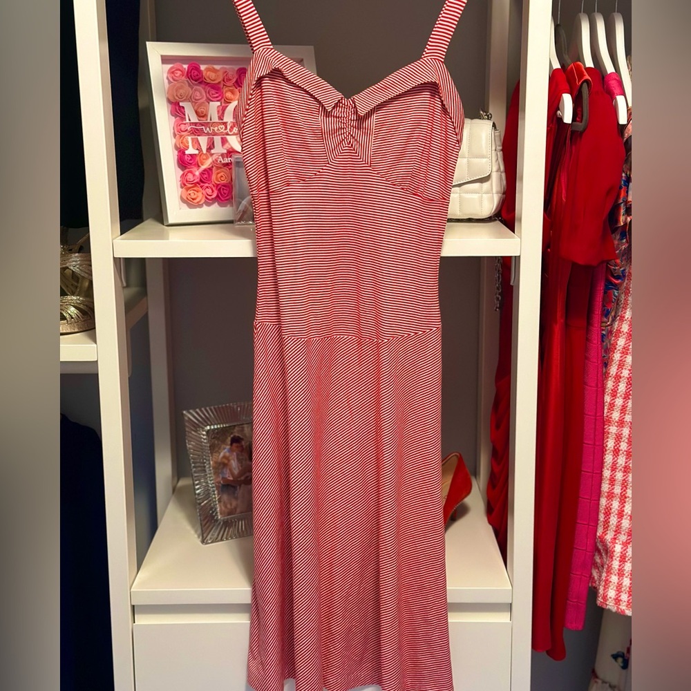 Free People Red and White Striped Midi Dress